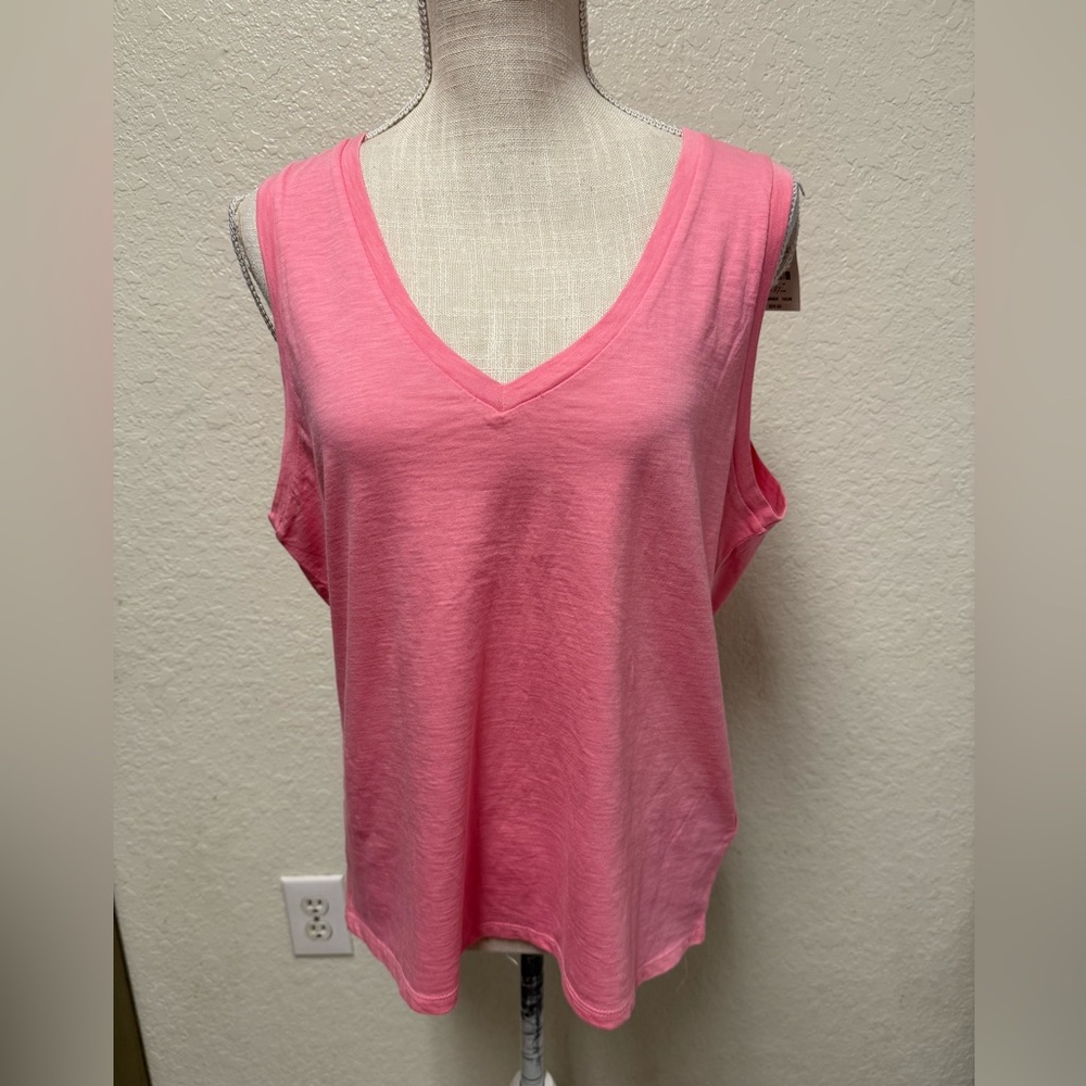 NWT *small mark* J. Crew Pink V-Neck Slub Cotton Tank Top